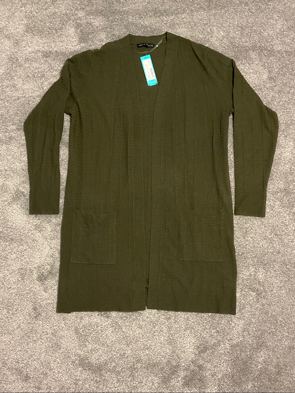 Open-Front Olive Green Cable Knit Long Cardigan - LOFT